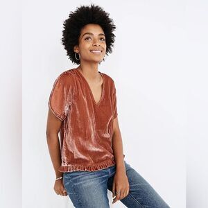Madewell Velvet Tulip-Sleeve Ruffle Top